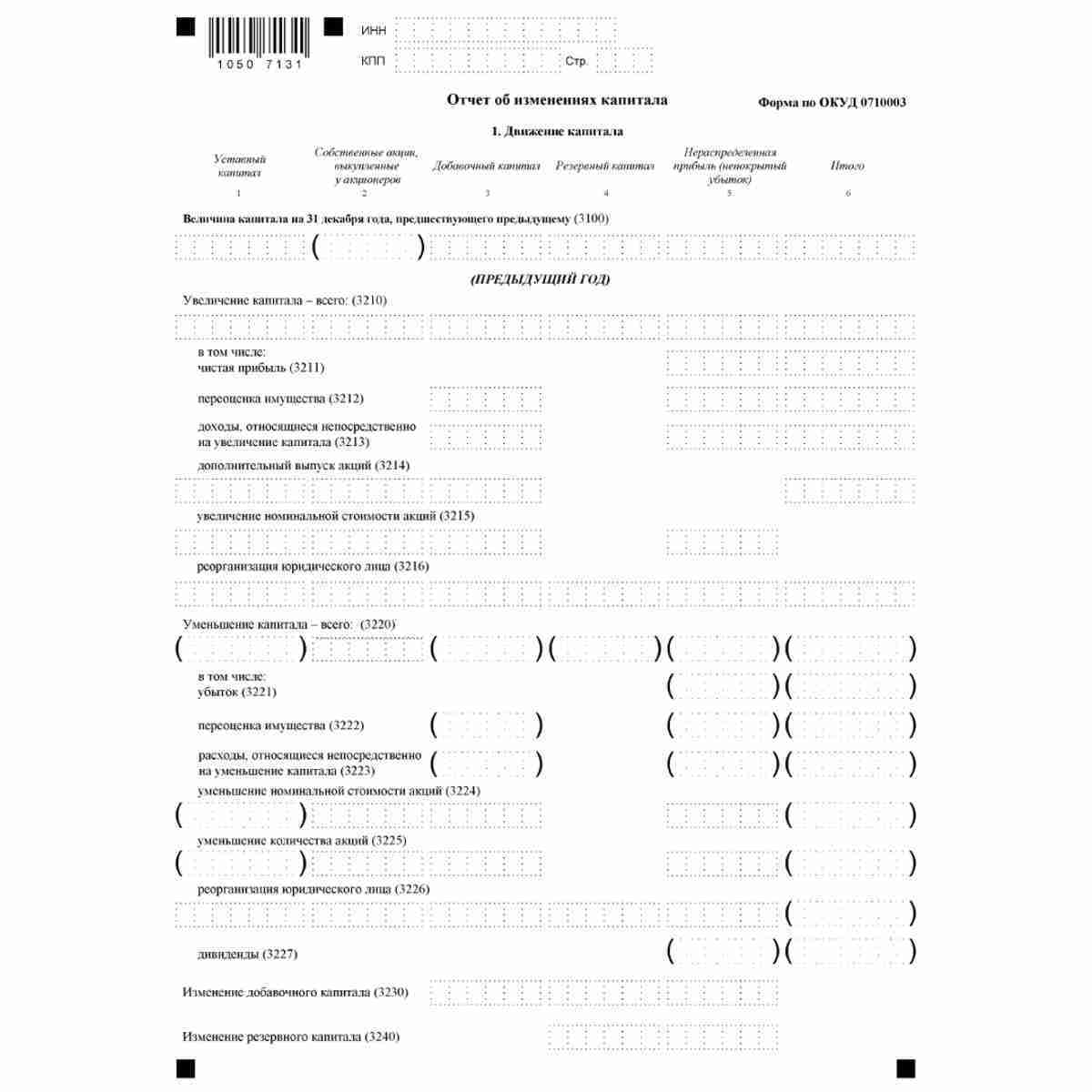 Форма "Бухгалтерская (финансовая) отчетность" (КНД 0710099). Отчет об изменениях капитала. Стр. 13