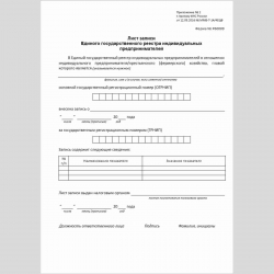 Форма №Р60009 "Лист записи Единого государственного реестра индивидуальных предпринимателей"