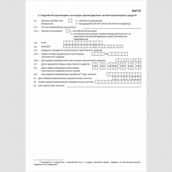 Форма КНД 1114609 "Сведения об автомототранспортных средствах и об их владельцах" лист "В" "3. Сведения об организации, на которую зарегистрировано автомототранспортное средство"
