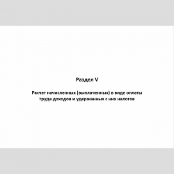 Форма "Книга учета доходов и расходов и хозяйственных операций индивидуального предпринимателя" Раздел V Расчет начисленных (выплаченных) в виде оплаты труда доходов и удержанных с них налогов