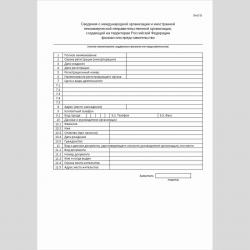 Форма "Уведомление о создании на территории Российской Федерации филиала или представительства международной организации и иностранной некоммерческой неправительственной организации". Лист Б
