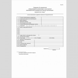 Форма "Уведомление о создании на территории Российской Федерации филиала или представительства международной организации и иностранной некоммерческой неправительственной организации". Лист В