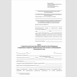 Форма "Запрос в территориальный орган Пенсионного фонда Российской Федерации о представлении сведений о заработной плате, иных выплатах и вознаграждениях застрахованного лица"