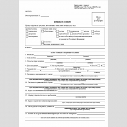Форма "Визовая анкета"