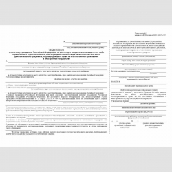 Форма "Уведомление о наличии у гражданина Российской Федерации, не достигшего возраста восемнадцати лет либо ограниченного в дееспособности, иного гражданства либо вида на жительство или иного действительного документа, подтверждающего право на его постоя