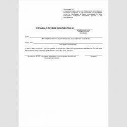 Форма "Справка о приеме документов"