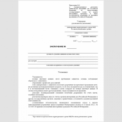 Форма "Заключение" (о выдаче, об отказе в выдаче или об аннулировании разрешения на временное проживание). Стр. 1