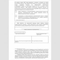 Форма "Заявление застрахованного лица о досрочном переходе из негосударственного пенсионного фонда в Пенсионный фонд Российской Федерации" . Стр. 3