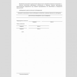 Форма "Медицинское заключение о наличии (отсутствии) тяжелого заболевания, включенного в перечень тяжелых заболеваний, препятствующих содержанию под стражей подозреваемых или обвиняемых в совершении преступлений". Стр. 2