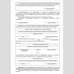Форма "Заявление о признании гражданином Российской Федерации". Стр. 5