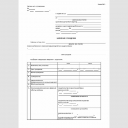 Форма №5 "Заявление о рождении" (от ребенка, достигшего совершеннолетия)